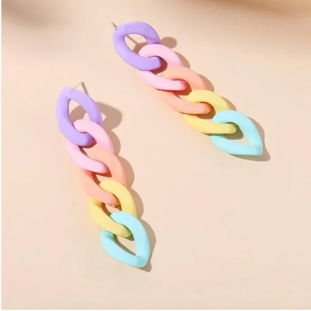✨ FREE Colorful Rainbow Chain Link Boho Peasant Hipster Hippie Chic Earrings